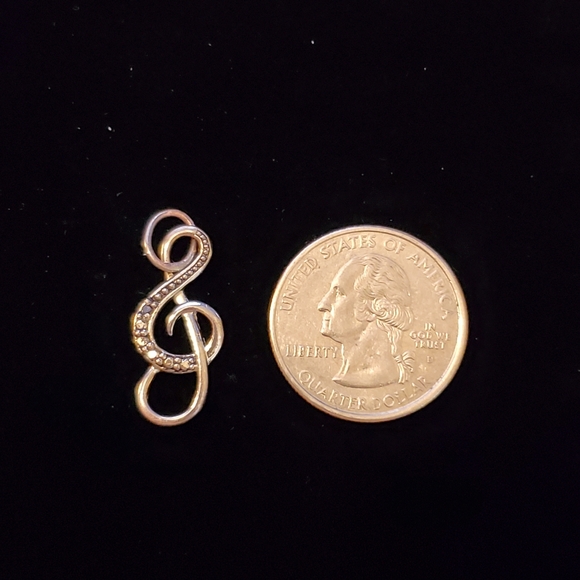 Sterling Silver Diamond G Clef Music Pendant Charm - Picture 6 of 6